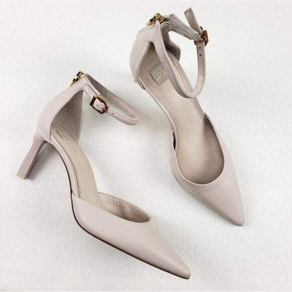 Louise et Cie Kamren Heels Womens 7.5 Beige Leather Pointed Toe Ankle Strap Pump - Picture 1 of 15